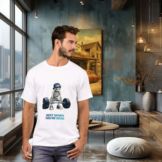 Skeleton Gym Workout Funny Fitness Design Tシャツ