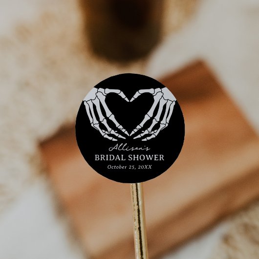 Skeleton Halloween Bridal Shower ラウンドシール