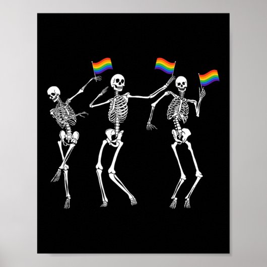 Skeleton Halloween Lgbt Flag Skeleton Gay Pride Mo ポスター (正面)