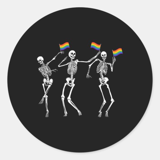 Skeleton Halloween Lgbt Flag Skeleton Gay Pride Mo ラウンドシール (正面)