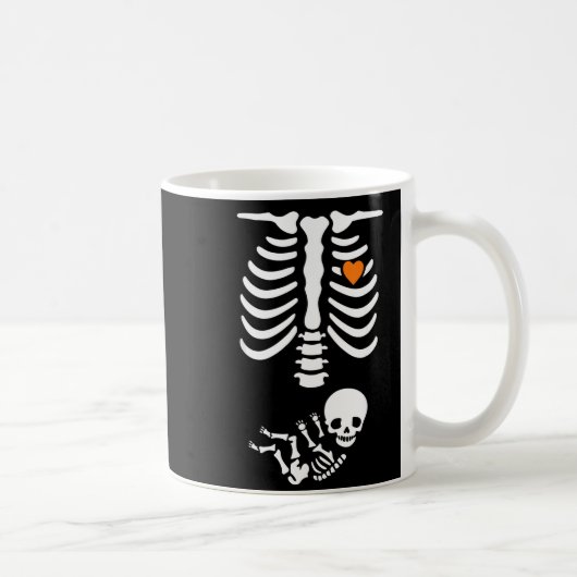 Skeleton Halloween Maternity Funny Pregnancy 2025 コーヒーマグカップ (右)