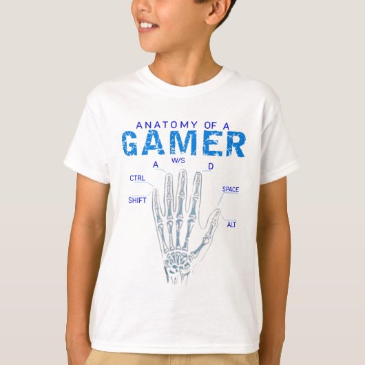 Skeleton Hand Anatomy for Gamers – Keyboard  Tシャツ (正面)
