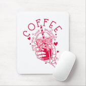 Skeleton Hand Coffee Red Hearts Gothic マウスパッド (マウス)