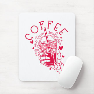 Skeleton Hand Coffee Red Hearts Gothic マウスパッド