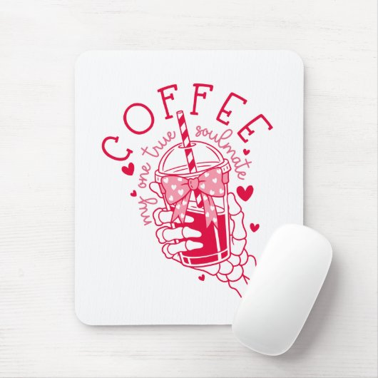 Skeleton Hand Coffee Red Hearts Gothic マウスパッド (マウス)