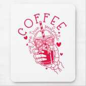 Skeleton Hand Coffee Red Hearts Gothic マウスパッド (正面)