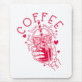 Skeleton Hand Coffee Red Hearts Gothic マウスパッド