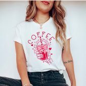 Skeleton Hand Coffee Soulmate Red Pink Hearts Tシャツ