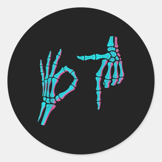 Skeleton Hand Funny Six Seven 6 7 Meme 67 Hallowee ラウンドシール (正面)