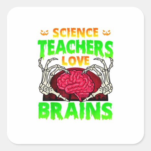 Skeleton Hand Heart Funny Design Style スクエアシール (正面)