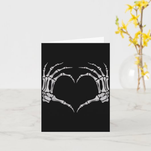 Skeleton Hand Heart Halloween Valentines Matching カード (黄色い花)