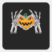 Skeleton Hand Heart Sign Bone Costume Unique Touch スクエアシール (正面)
