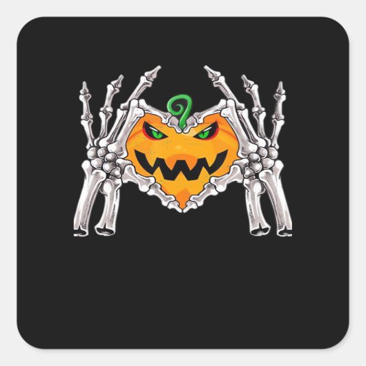 Skeleton Hand Heart Sign Bone Costume Unique Touch スクエアシール (正面)