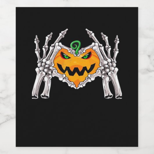 Skeleton Hand Heart Sign Bone Costume Unique Touch ワインラベル (シングルラベル)