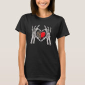 Skeleton Hand Heart Sign Bones Costume Love Skull  Tシャツ (正面)
