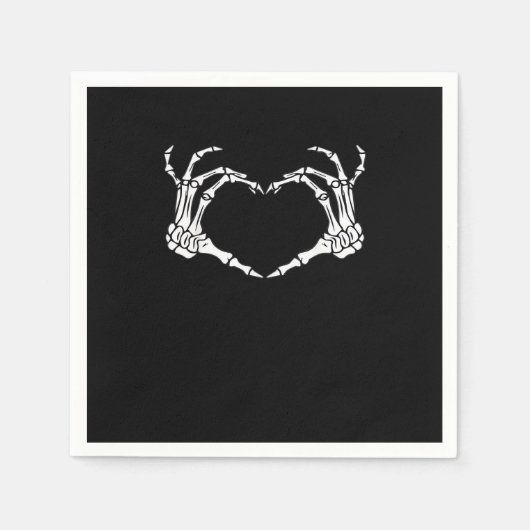 Skeleton Hand Heart Sign Costume Funny Halloween スタンダードカクテルナプキン (正面)