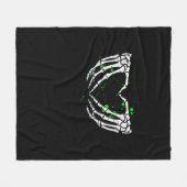 Skeleton Hand Heart Sign Costume Halloween フリースブランケット (正面(横))