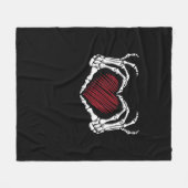 Skeleton Hand Heart Sign Costume Trending Hallowee フリースブランケット (正面(横))