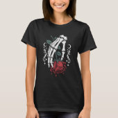 Skeleton Hand Holding Rose Gothic T-Shirt for Dark Tシャツ (正面)