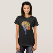 Skeleton Hand Holding Taco Dia de Los Muertos Hall Tシャツ (正面フル)
