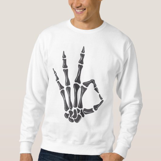 Skeleton Hand OK Sign Graphic Sweatshirt スウェットシャツ (正面)