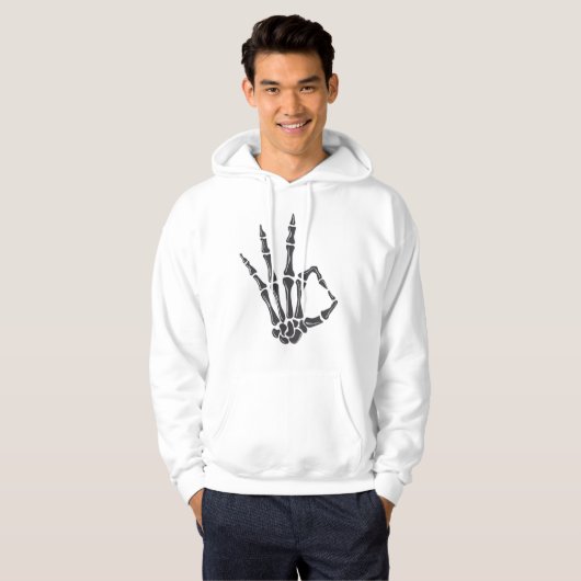 Skeleton Hand OK Sign Hoodie パーカ (正面フル)