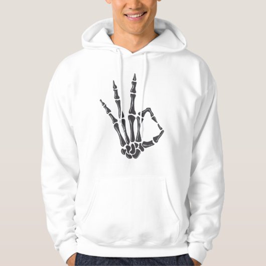 Skeleton Hand OK Sign Hoodie パーカ (正面)