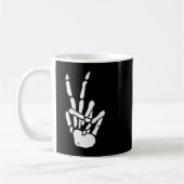 Skeleton Hand Peace Sign Bone  コーヒーマグカップ (左)