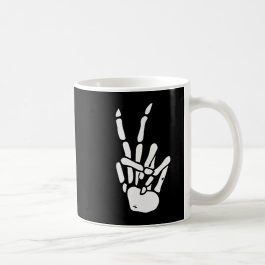 Skeleton Hand Peace Sign Bone  コーヒーマグカップ (右)