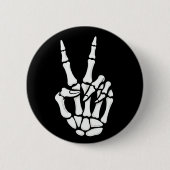 Skeleton Hand Peace Sign Cool Halloween 缶バッジ (正面)