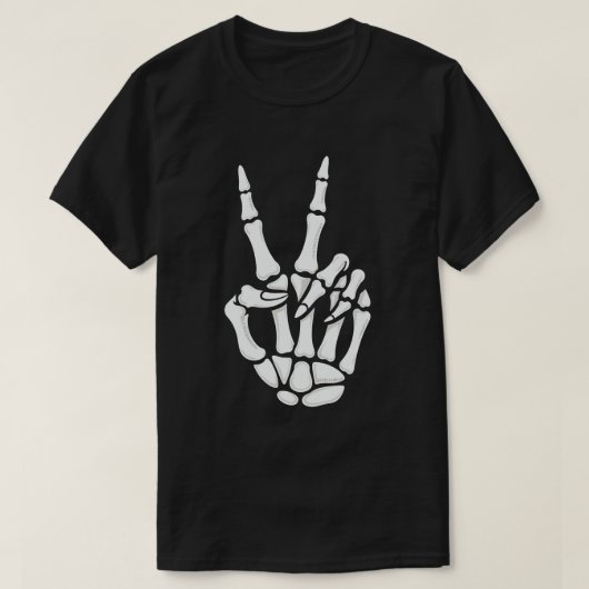 Skeleton Hand Peace Sign Cool Halloween Tシャツ (デザイン正面)