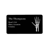 Skeleton Hand Silhouette On Black With Custom Text ラベル (正面)