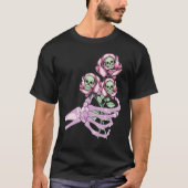 Skeleton Hand Skull Pastel Roses Graphic Valentine Tシャツ (正面)