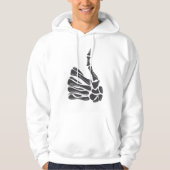 Skeleton Hand Thumbs Up White Hoodie パーカ (正面)