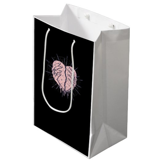 Skeleton Hand With Heart Classic ミディアムペーパーバッグ (正面アングル)