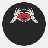 Skeleton Hands A Heart Spooky Halloween ラウンドシール (正面)