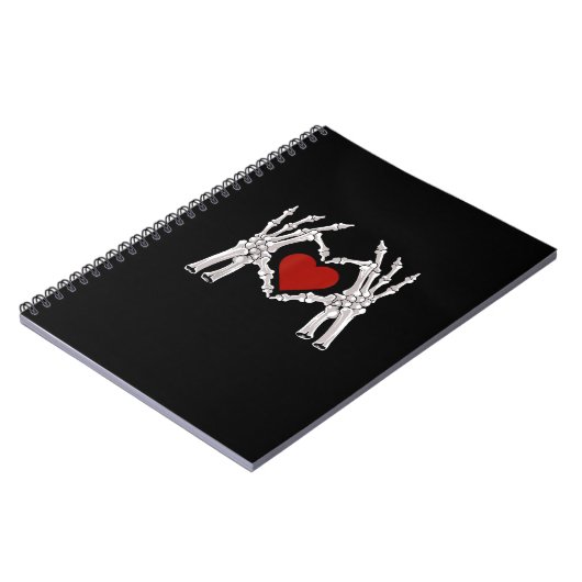Skeleton Hands Form A Heart With Red Heart Bright  ノートブック (左側)
