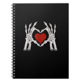 Skeleton Hands Form A Heart With Red Heart Bright  ノートブック (正面)