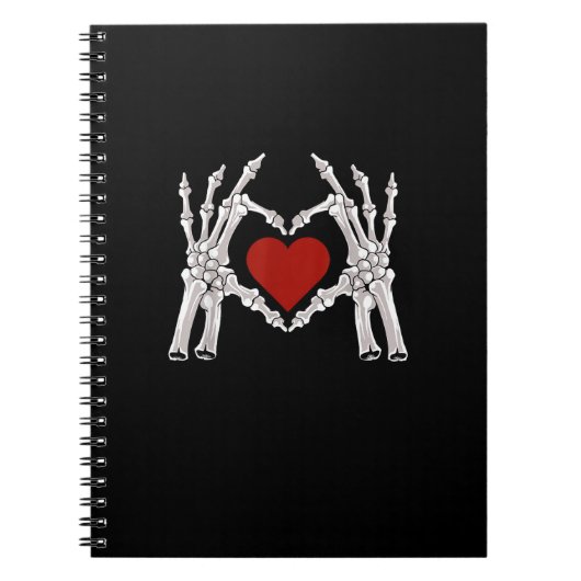 Skeleton Hands Form A Heart With Red Heart Bright ノートブック (正面)