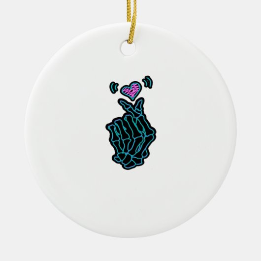 Skeleton Hands Forming A Heart Gentle Expression セラミックオーナメント (正面)