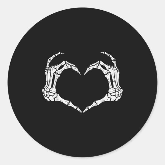 Skeleton Hands Heart Halloween Rock Costume Men Wo ラウンドシール (正面)