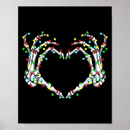 Skeleton Hands Heart Sign Light Christmas Costume  ポスター (正面)