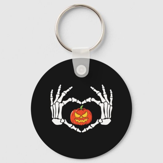 Skeleton Hands Heart Sign Retro Halloween Costume  キーホルダー (正面)