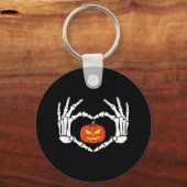 Skeleton Hands Heart Sign Retro Halloween Costume  キーホルダー (正面)