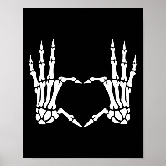 Skeleton Hands Heart Sign Retro Halloween Costume  ポスター (正面)