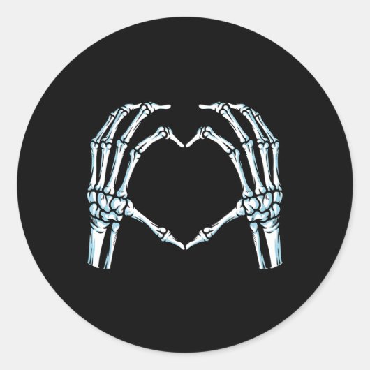 Skeleton Hands Heart Sign Retro Halloween Costume  ラウンドシール (正面)