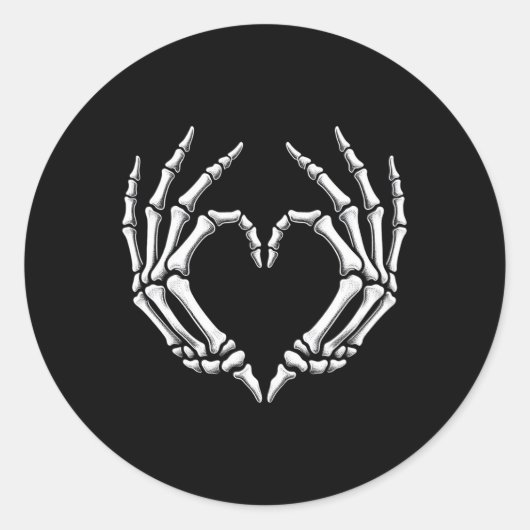 Skeleton Hands Heart Sign Retro Halloween Costume  ラウンドシール (正面)