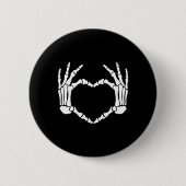 Skeleton Hands Heart Sign Retro Halloween Costume  缶バッジ (正面)