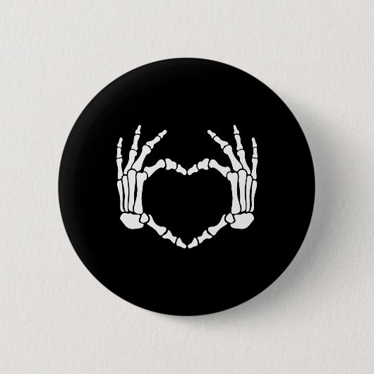 Skeleton Hands Heart Sign Retro Halloween Costume  缶バッジ (正面)