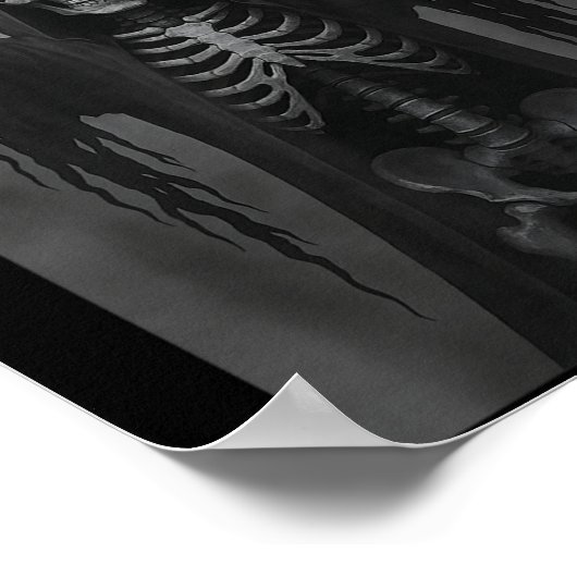 Skeleton Hands Heart Sign Scary Face Funny Hallowe ポスター (角)